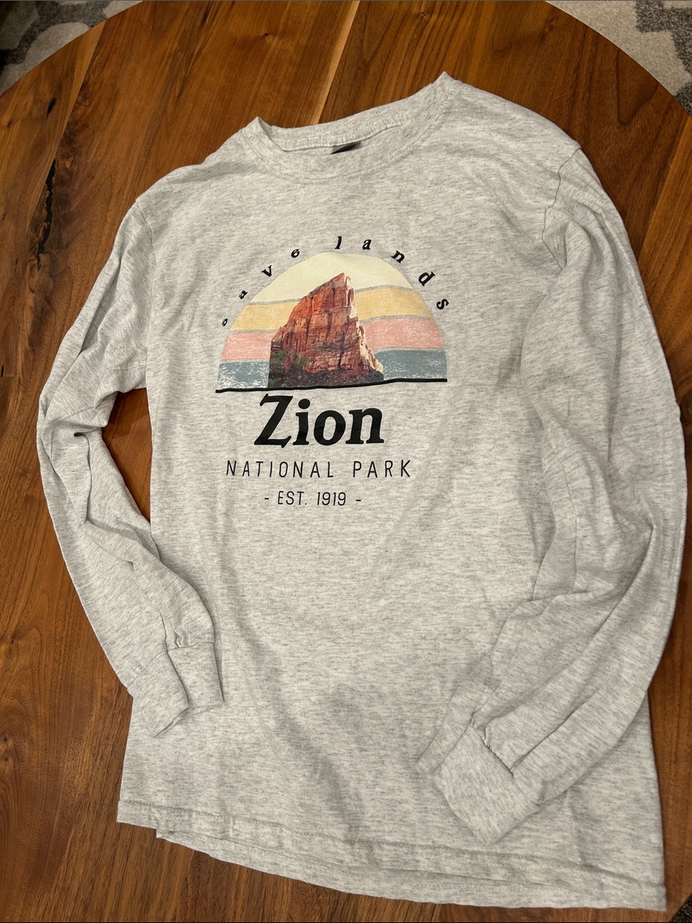 Save Lands Zion National Park Kids Long Sleeve Tee - Heather Gray